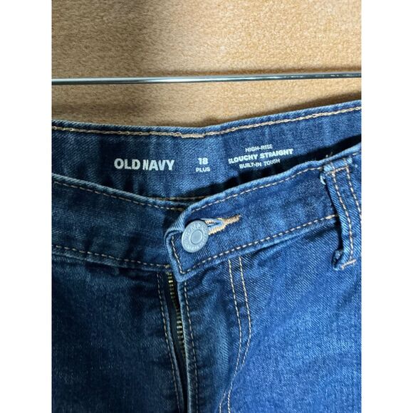 Old Navy High Rise Straight Jeans Women's Plus Size 18 Extra Blue Denim - Picture 3 of 8